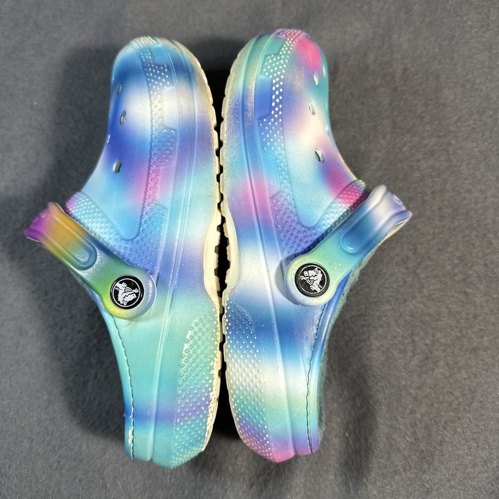 Crocs Classic Lined Clog M4 W6 Rainbow Ombre Fuzzy Cozy Slip On Shoes Multicolor - Picture 16 of 16